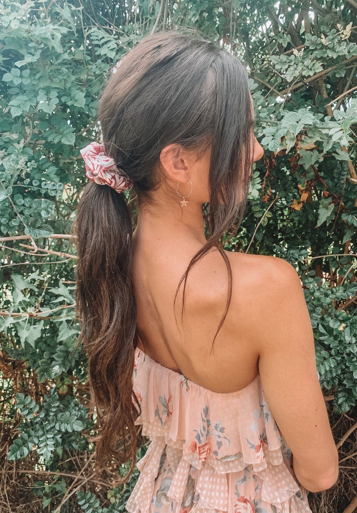 Maroon Palm Print Scrunchie