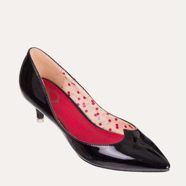 red patent kitten heels