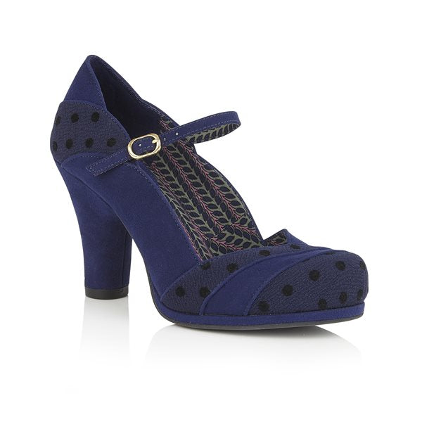 Ruby Shoo Sherrie Royal Blue Polka Dot 