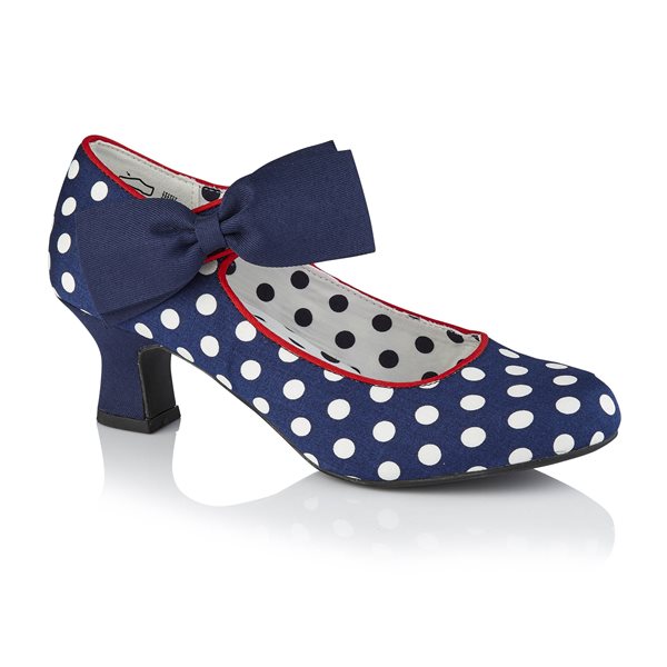 navy blue and white polka dot shoes