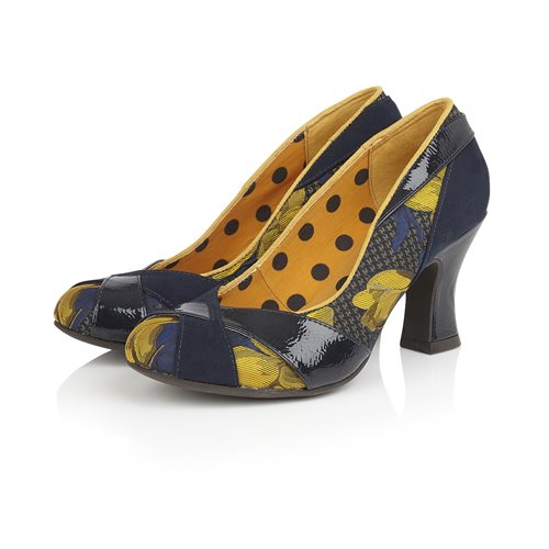 Ruby Shoo Lulu Navy And Mustard Court 