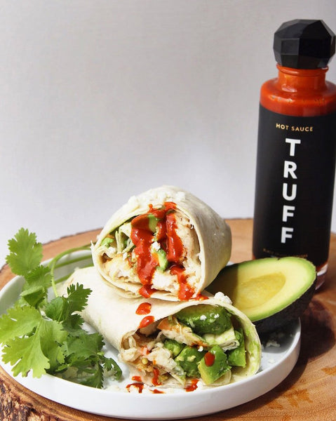 Avocado Chicken Burrito with Truffle Sauce