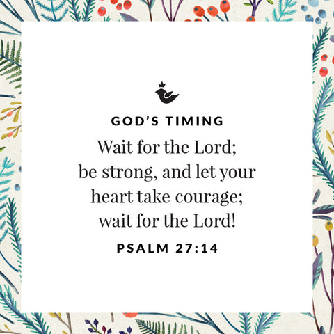 Wait for the Lord;  be strong, and let your heart take courage;  wait for the Lord! Psalm 27:14