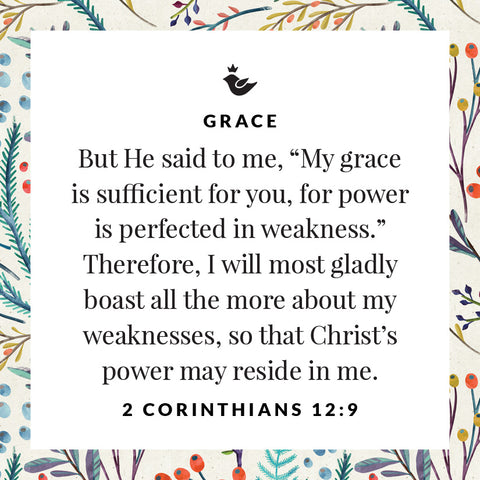 But He said to me, “My grace is sufficient for you, for power is perfected in weakness.” Therefore, I will most gladly boast all the more about my weaknesses, so that Christ’s power may reside in me.  2 Corinthians 12:9