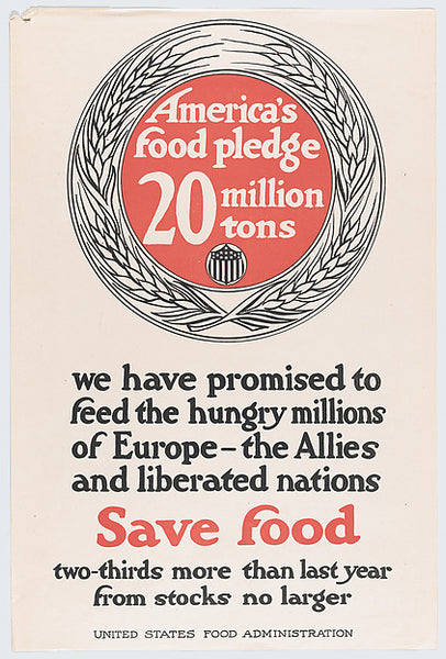 America's Food Pledge Poster, United States Food Administration