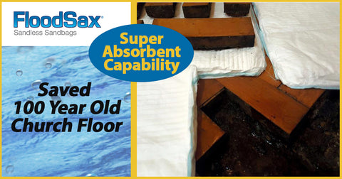 super absorbent pad soaks and absorbs all water from 100 year old church floors flood sacks floodsax