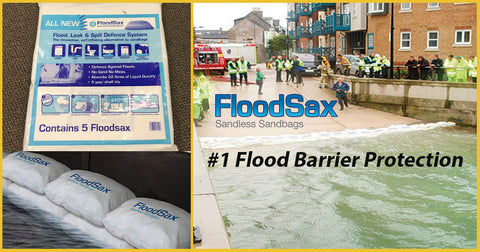 Floodsax instant sandbags as flood barrier flood protection