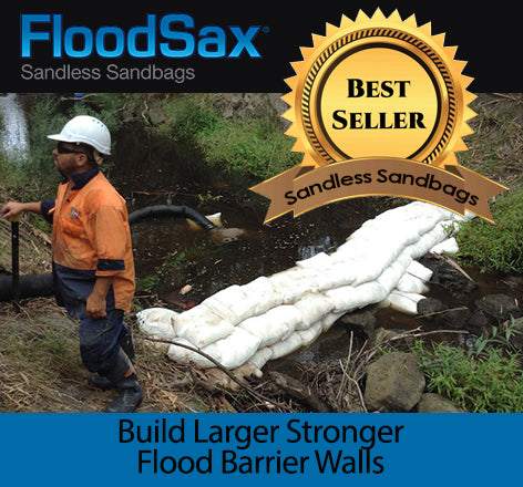 build larger stronger flood barrier walls that is saltwater compliant with floodsax instant sandless sandbag alternative