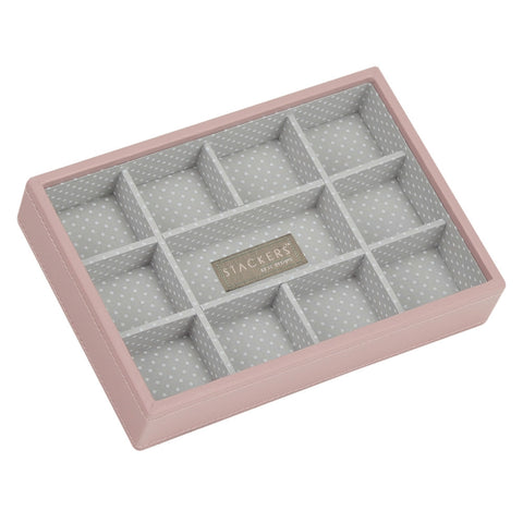 Stackers Soft Pink & Grey Spot Mini 11 Section Jewellery Tray