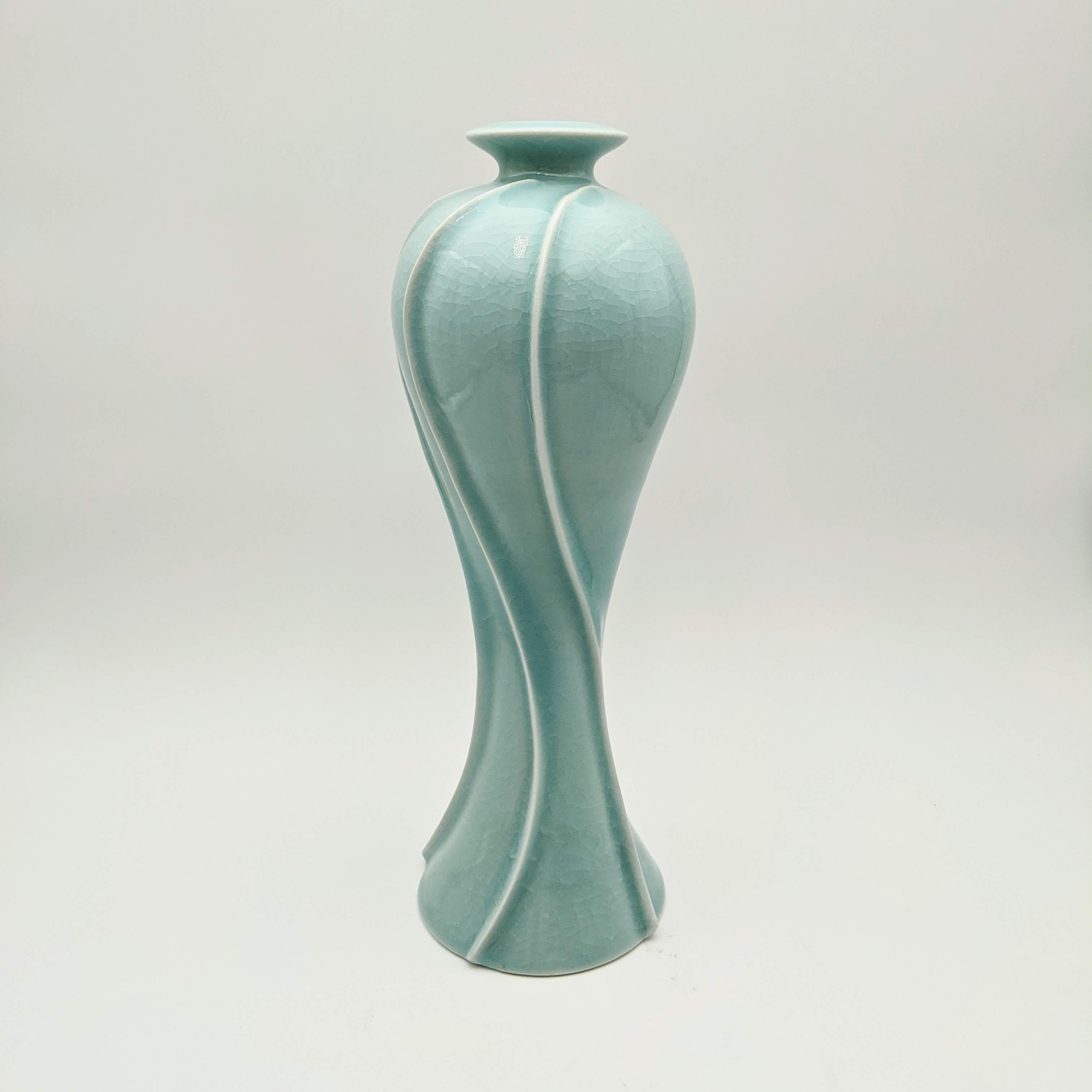 Tall Celadon Vase with Crackle – Shop The Clay and Glass