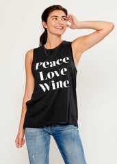 Peace Love Wine black tank top
