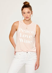 Peace Love Wine pink tank top