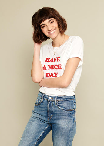 Lola - Loose Tee - Have A Nice Day - White