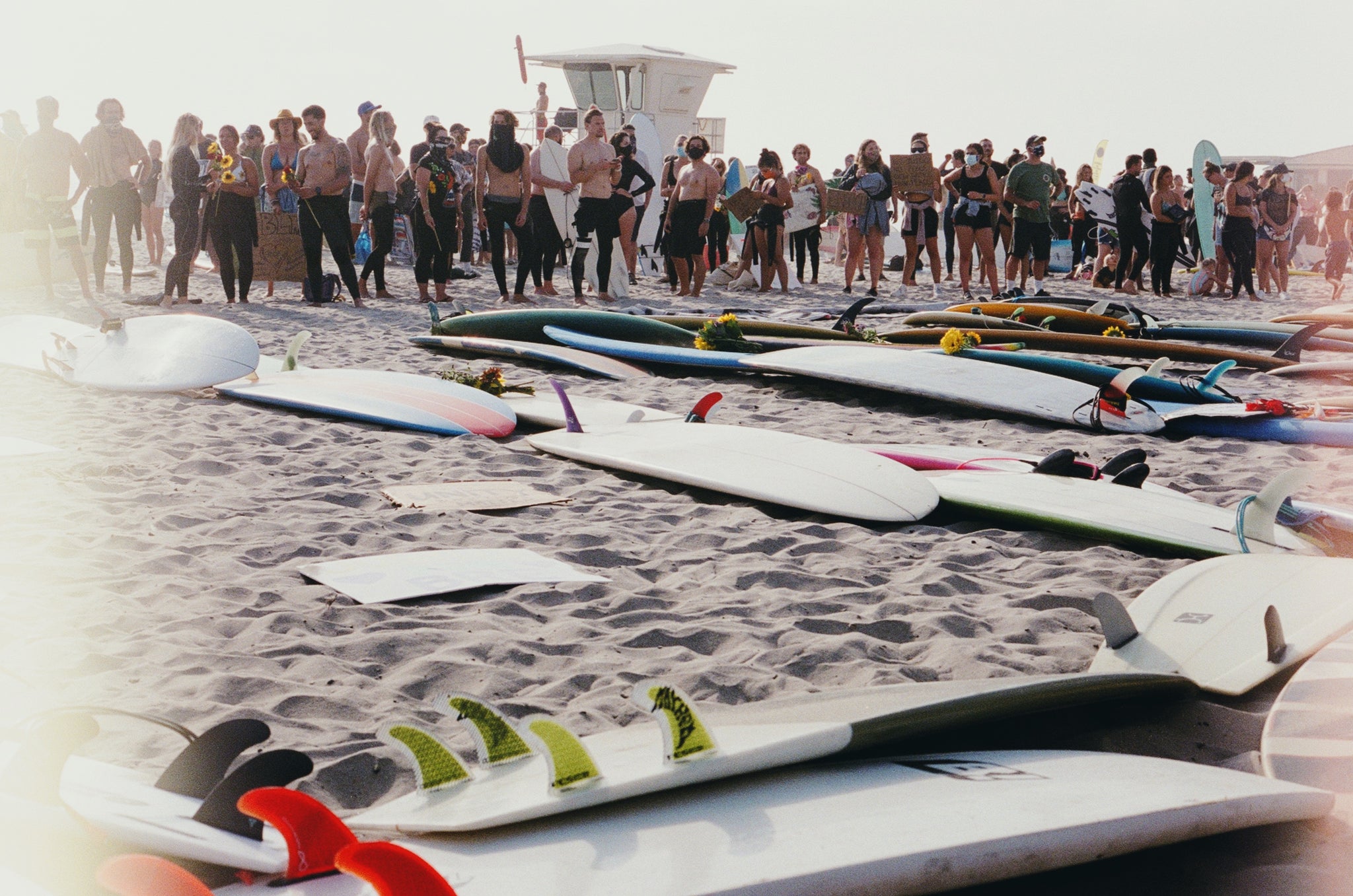 paddle for peace and paddle for unity paddle out in San Diego, California shot on 35mm film