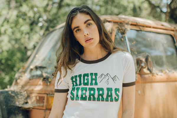 Electric West high sierras ringer tee 70s inspired