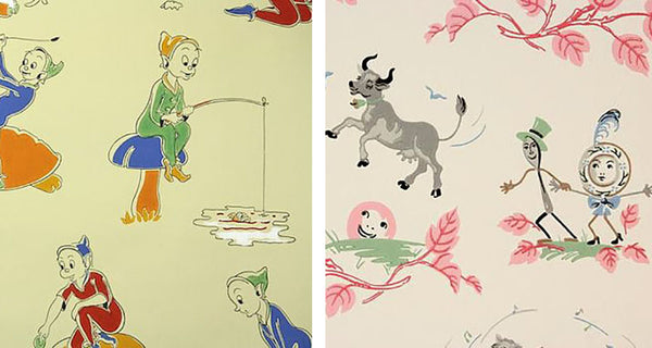 Vintage 1930s and 1940s children's wallpaper