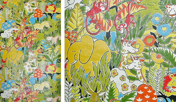 Vintage 1970s jungle children's wallpaper