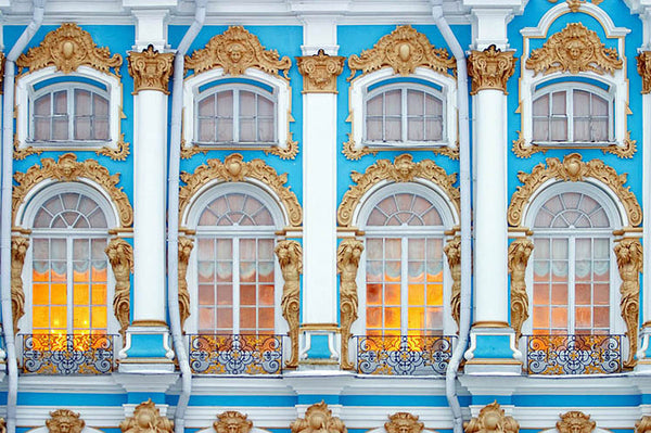 Catherine Palace Rococo facade, gilded in gold