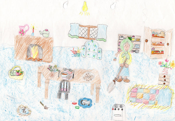 Cosy cottage childhood illustration