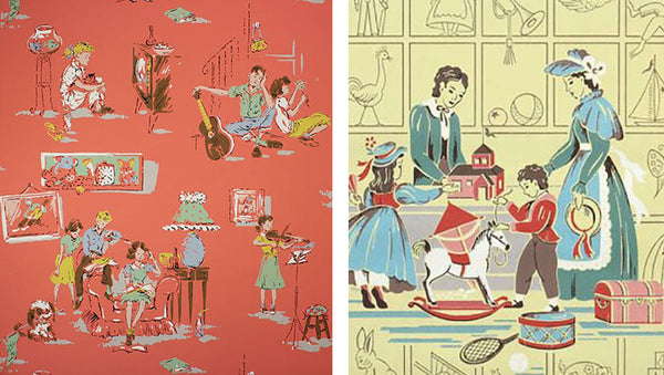 Vintage 1940s 1950s children's wallpaper