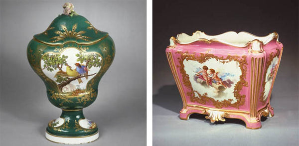 Rococo green vase and pink vase from the Wallace Collection