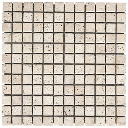 Light Travertine Tumbled 1x1 mosaic