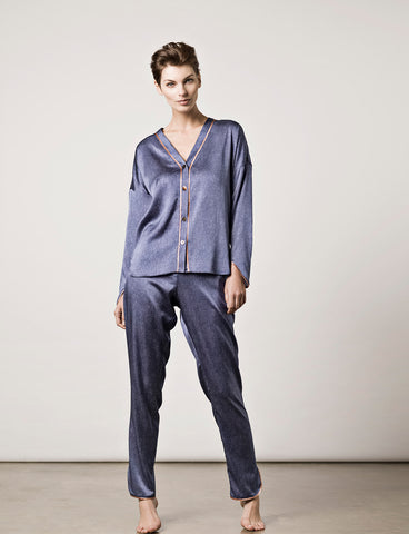 Nui Ami LA Denim Print Silk Pyjama