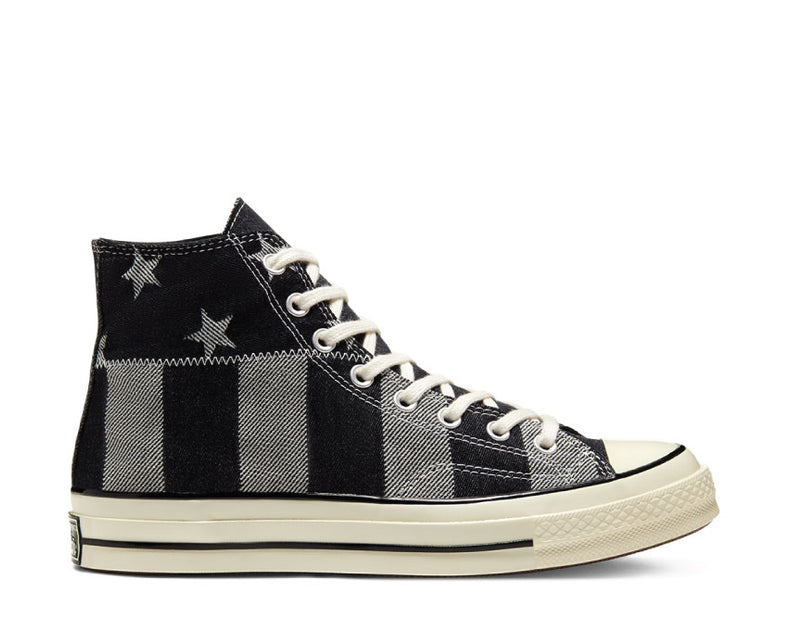 black and white striped high top converse