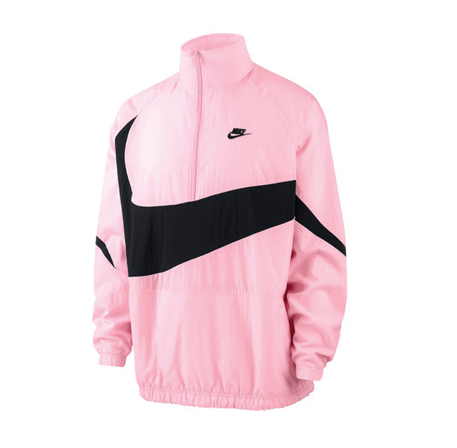nike nsw swoosh woven half zip jacket pink