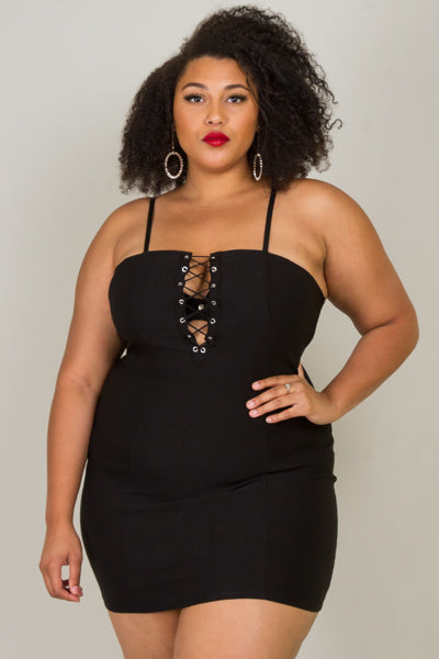 Plus Size Sexy Eyelet Lace-Up Dress