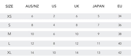 International Size guide 