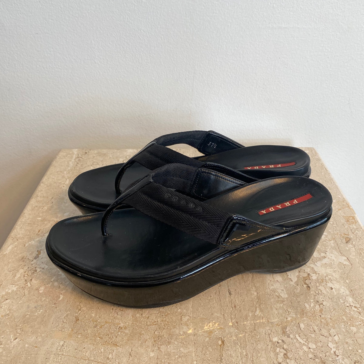 prada wedge flip flops