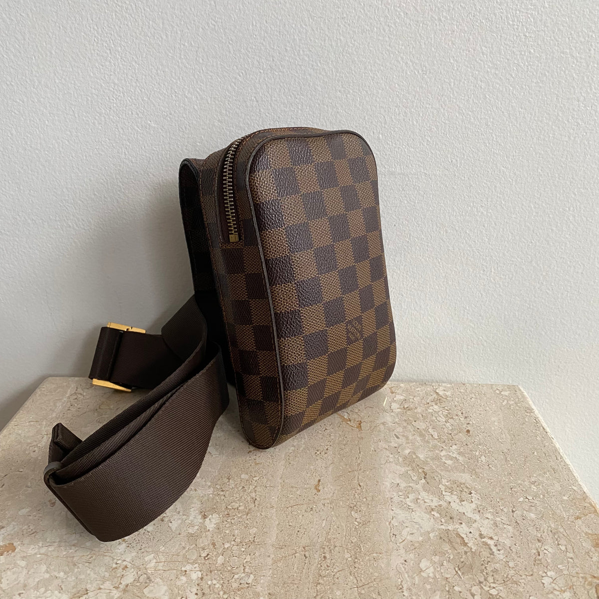 Authentic Louis Vuitton Geronimo Damier Ebene Canvas Belt Bag CA0025