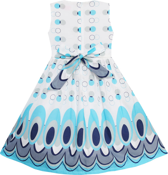 Summer Baby Kids Girl Princess Dress Party Bow Belt Bubble Peacock Dress Clothes 