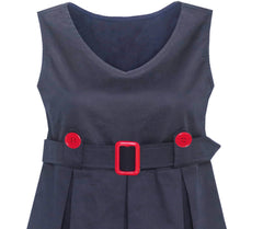 Girls Dress Navy Blue Back School Pleated Hem Size 6-14 Years
