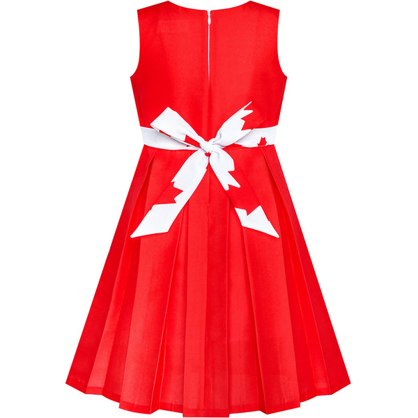 Girls Dress Canada Flag National Day Party Dress Sunny Fashion