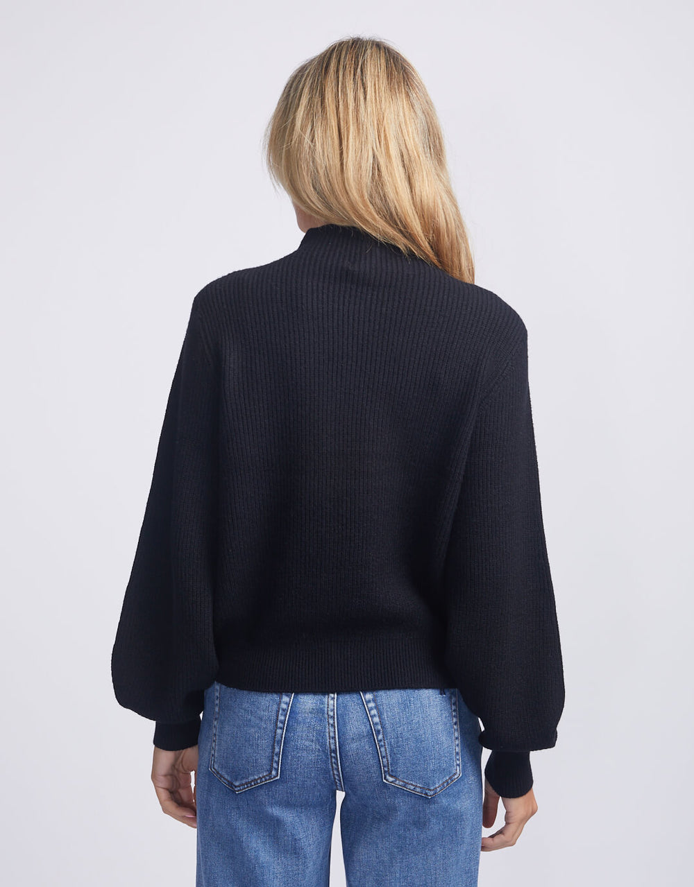 Holly Long Sleeve Funnel Neck Knit - Black