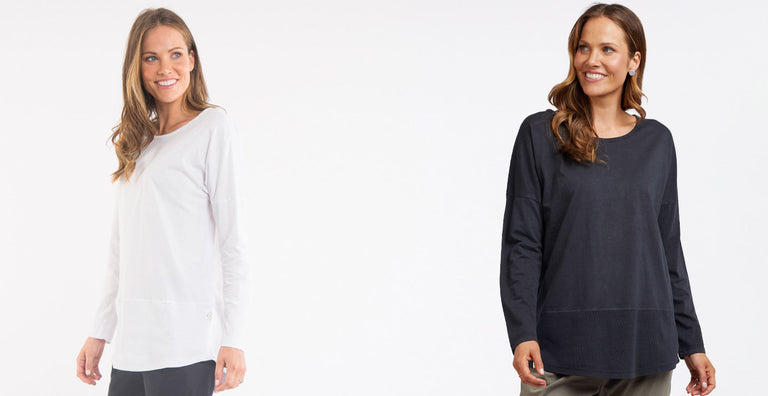 White and Co Women's Tops Elm Long Sleeve Rib Tees - 2 for $80 EUR Sale