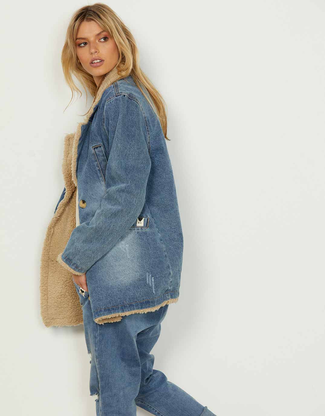 Teddy Lined Denim Jacket - Denim