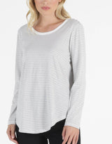 Plus Size Megan Long Sleeve Top - White / Black Stripe Betty Basics Plus Size