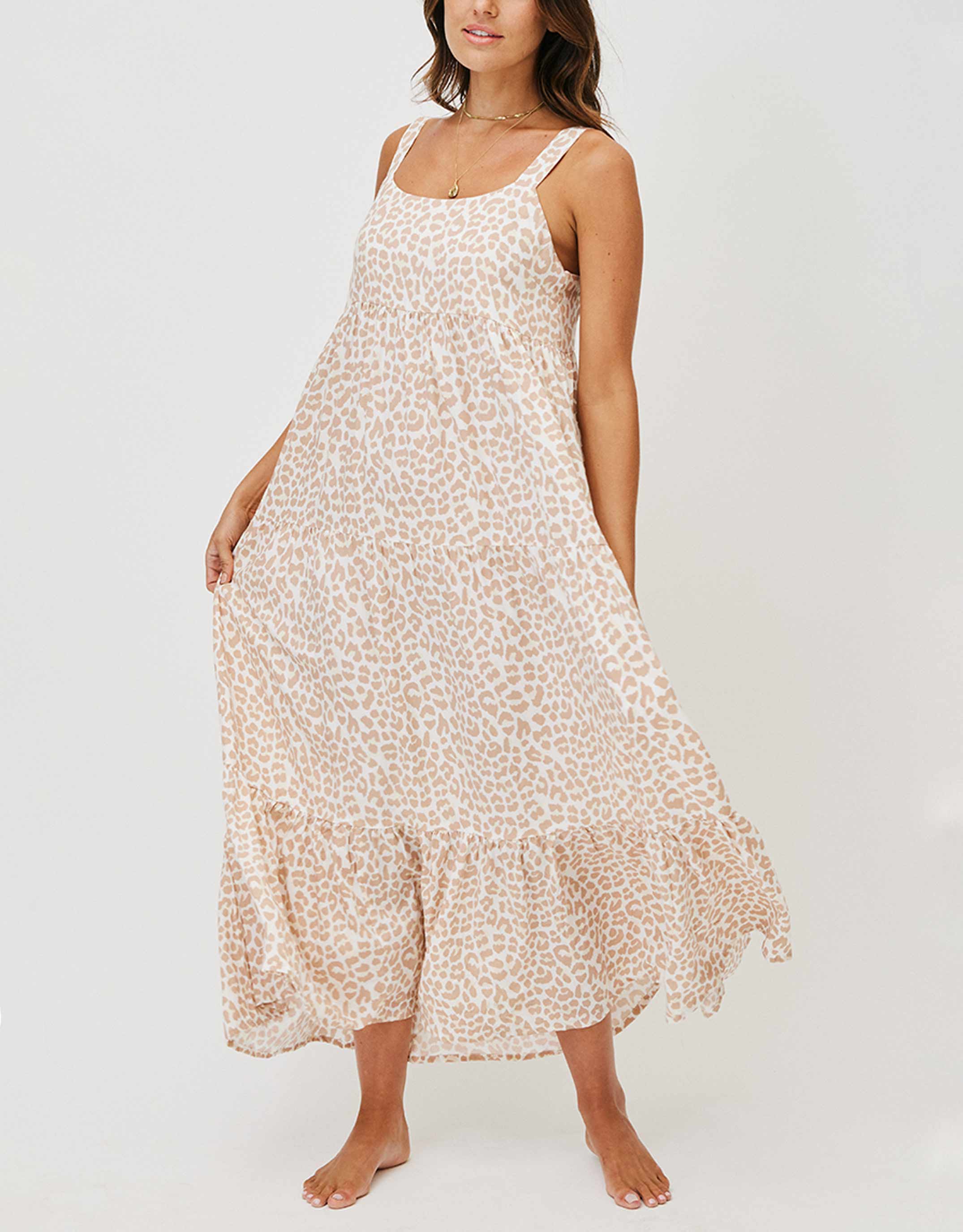 Aria Maxi Dress - Nude Leopard