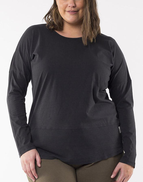 Plus Size Fundamental Long Sleeve Rib Tee - Washed Black Elm Embrace | Plus Size Clothing