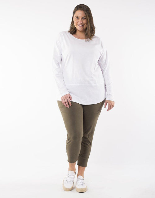 Plus Size Fundamental Long Sleeve Rib Tee - White Elm Embrace | Plus Size Clothing