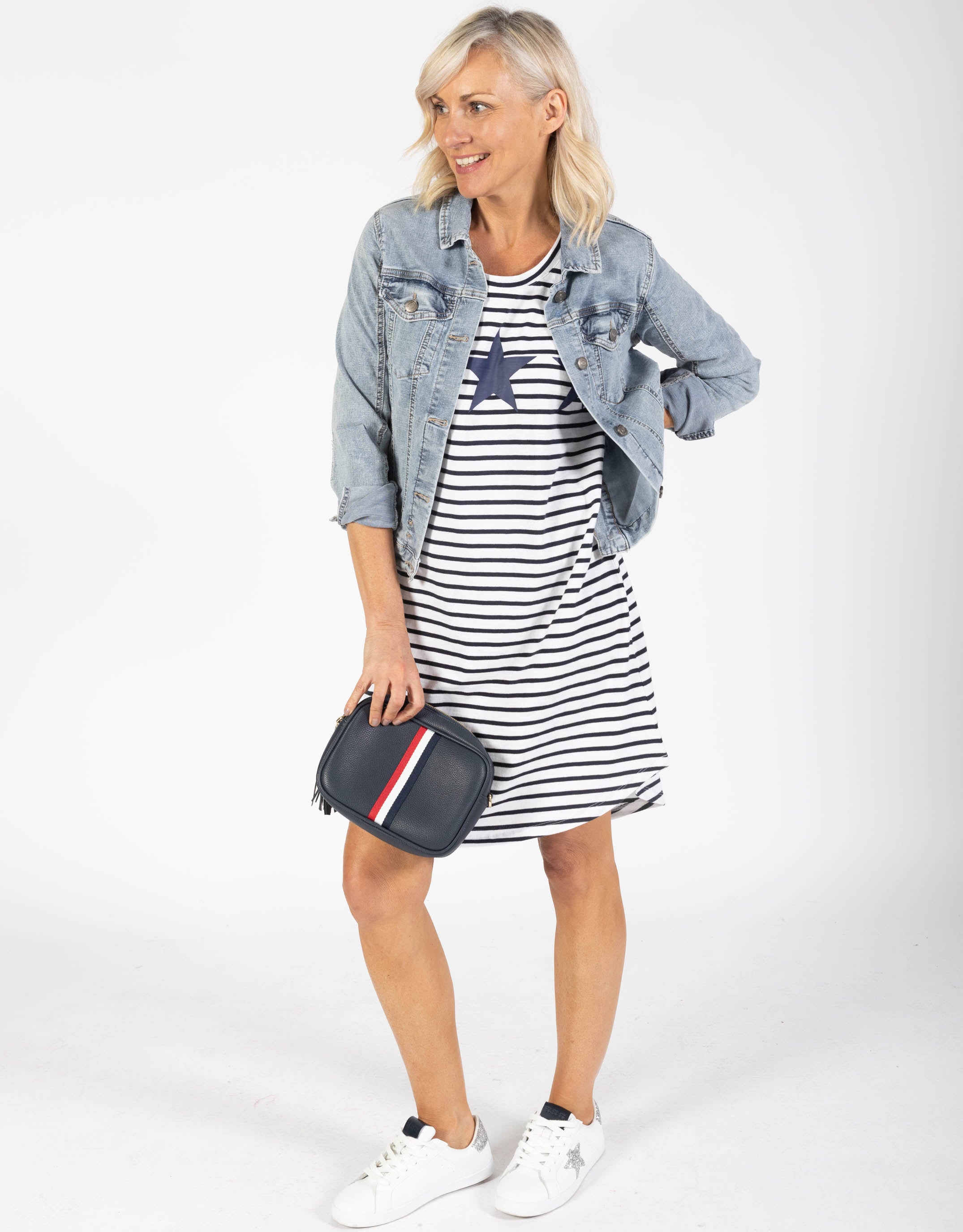 Beach Club Dress - Navy/White Stripe