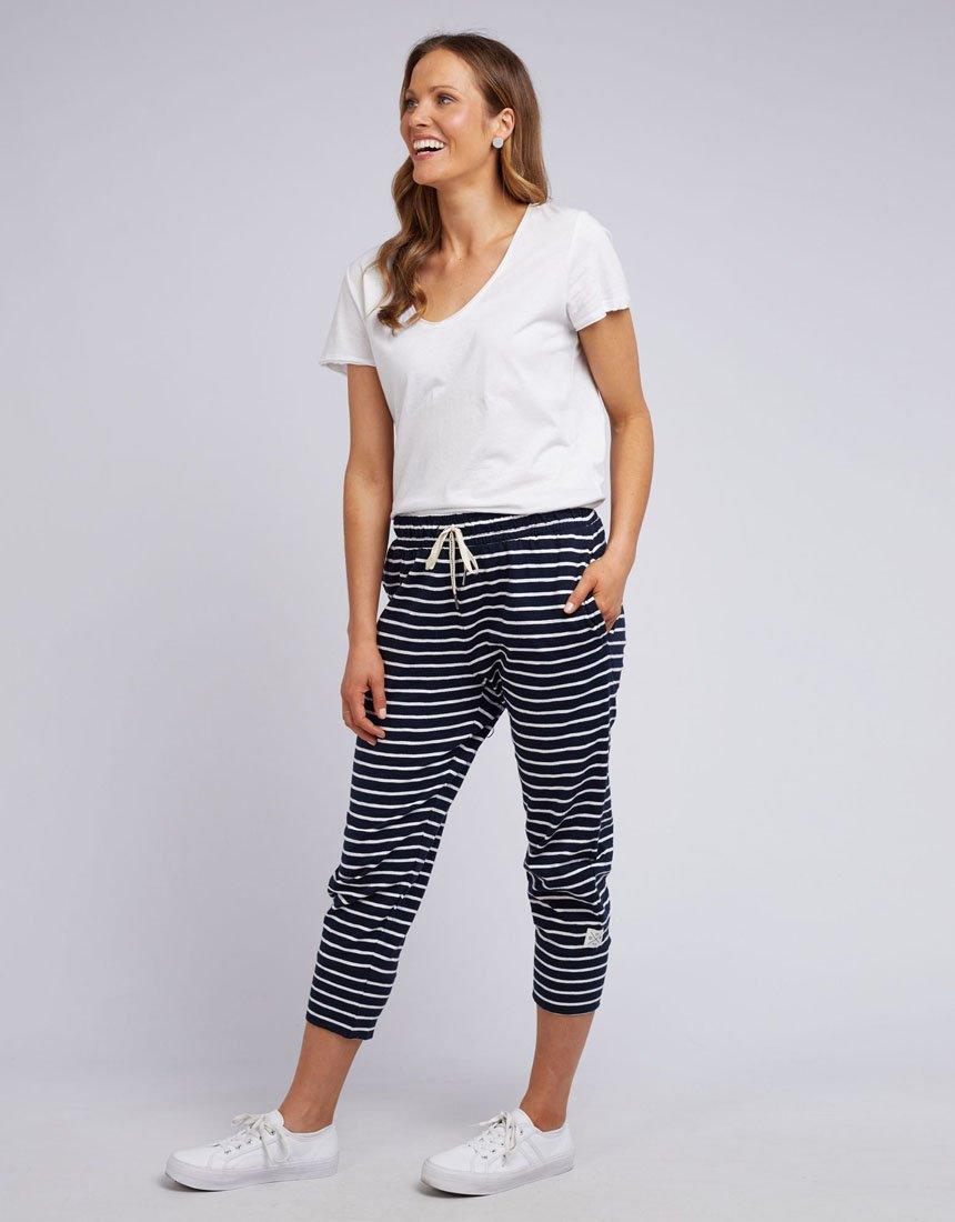 3/4 Brunch Pant - Navy/White Stripe Elm