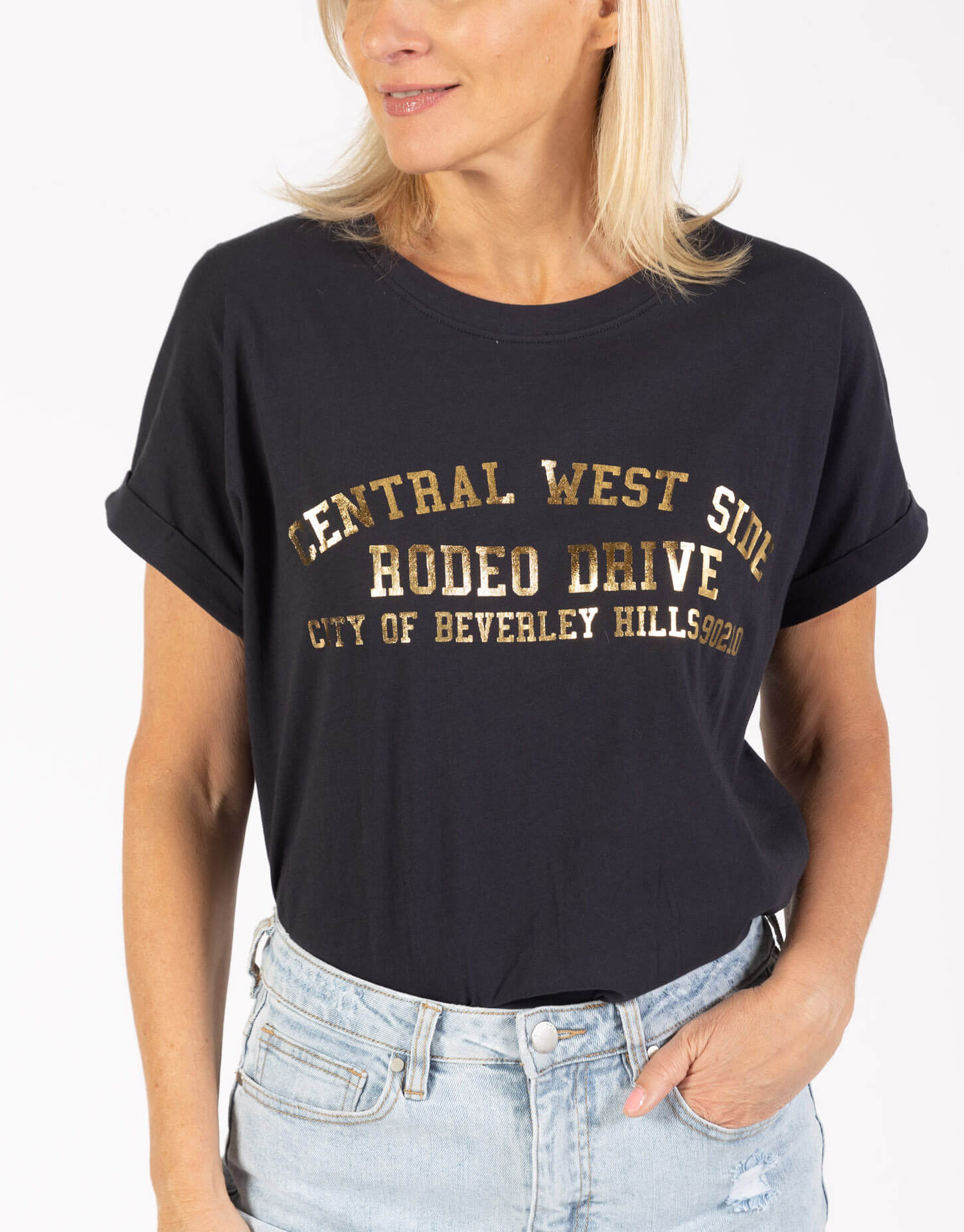 Cuff Tee - Navy Print