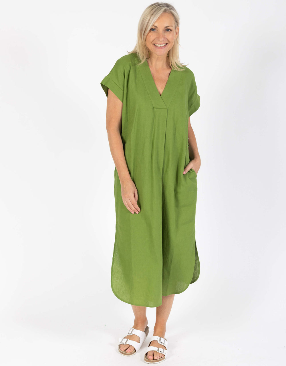 Roma Linen Dress - Lemongrass