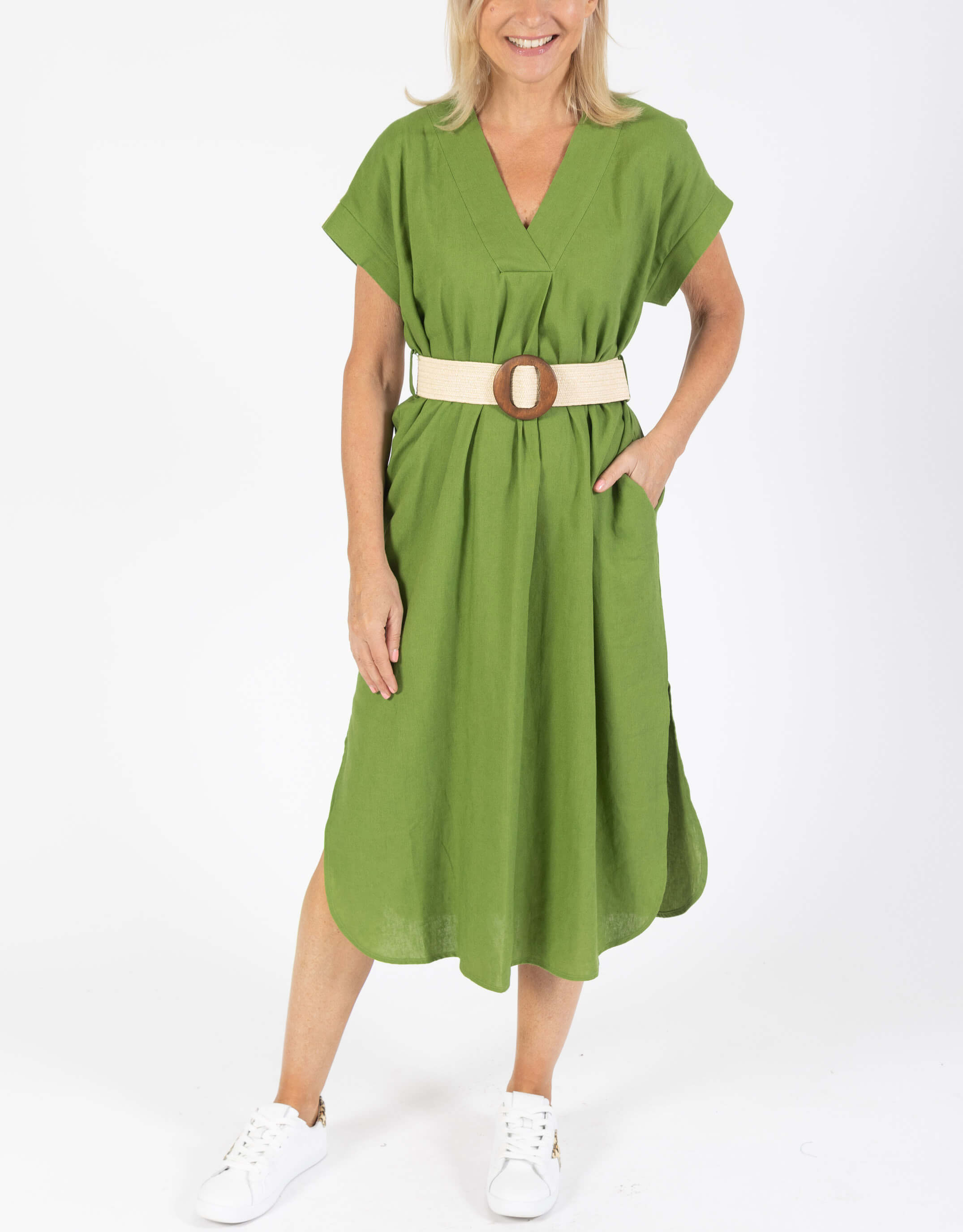 Roma Linen Dress - Lemongrass
