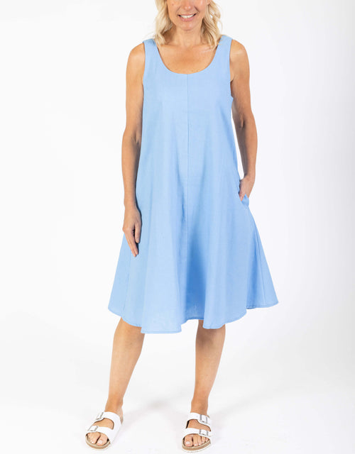 Sicily Linen Dress - Cornflower