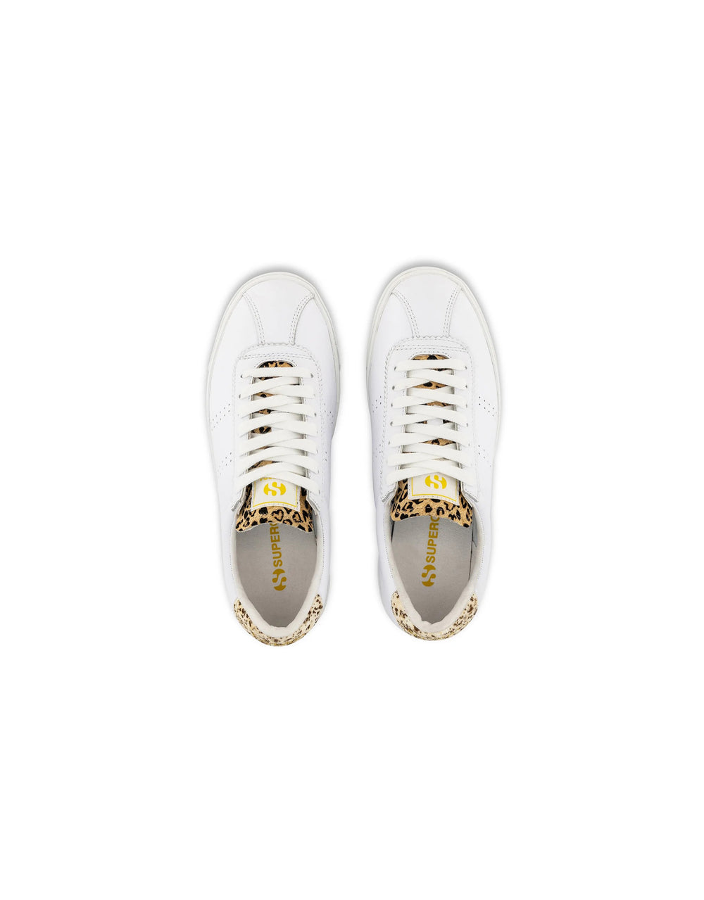 Superga Leather Sneakers | 2843 Club S Calfhair Details Sneaker - White/Spots Leopard